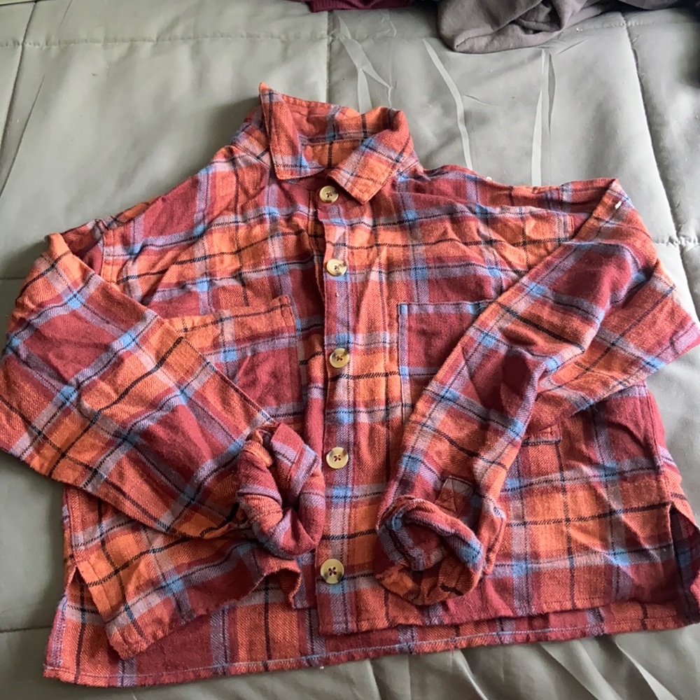 fall color themed plaid shirt